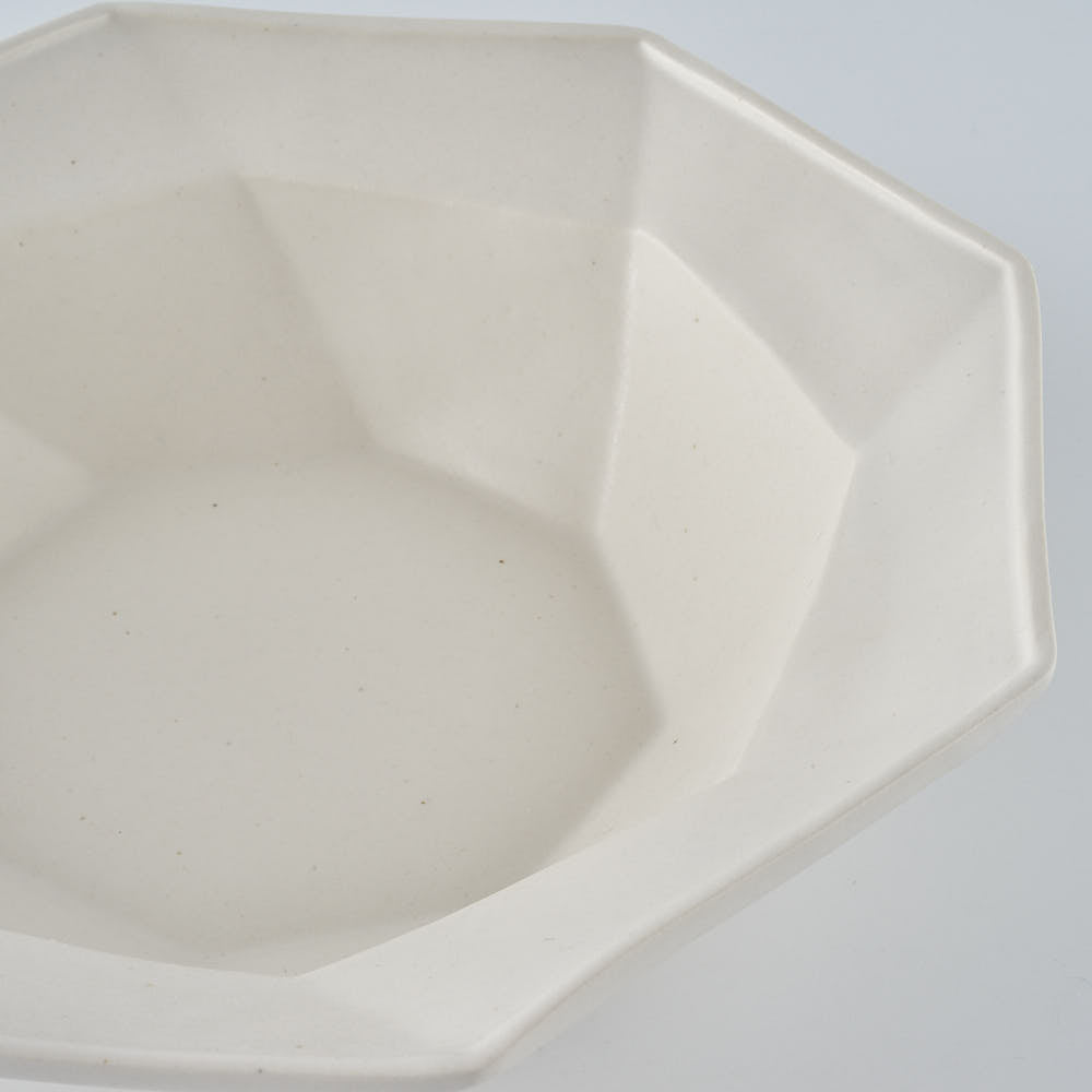 暮縞　八角シリーズ　八角スパイラル皿　白