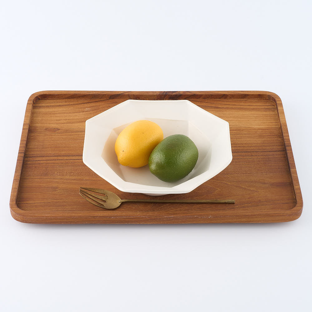 暮縞　八角シリーズ　八角スパイラル皿　白