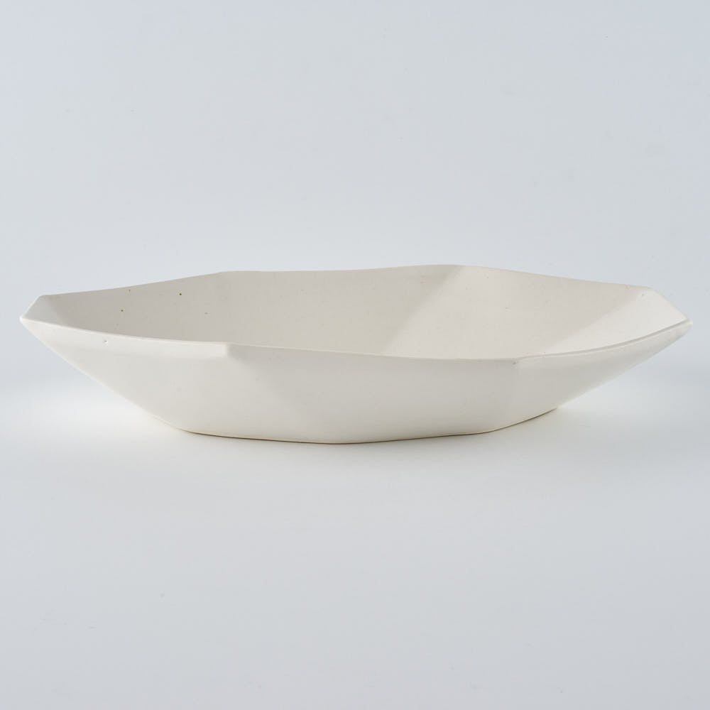 暮縞　八角シリーズ　八角スパイラルオーバル皿　白