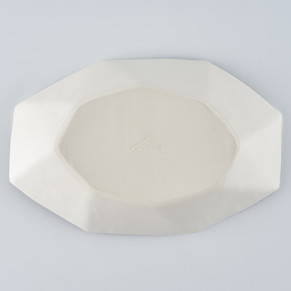 暮縞　八角シリーズ　八角スパイラルオーバル皿　白