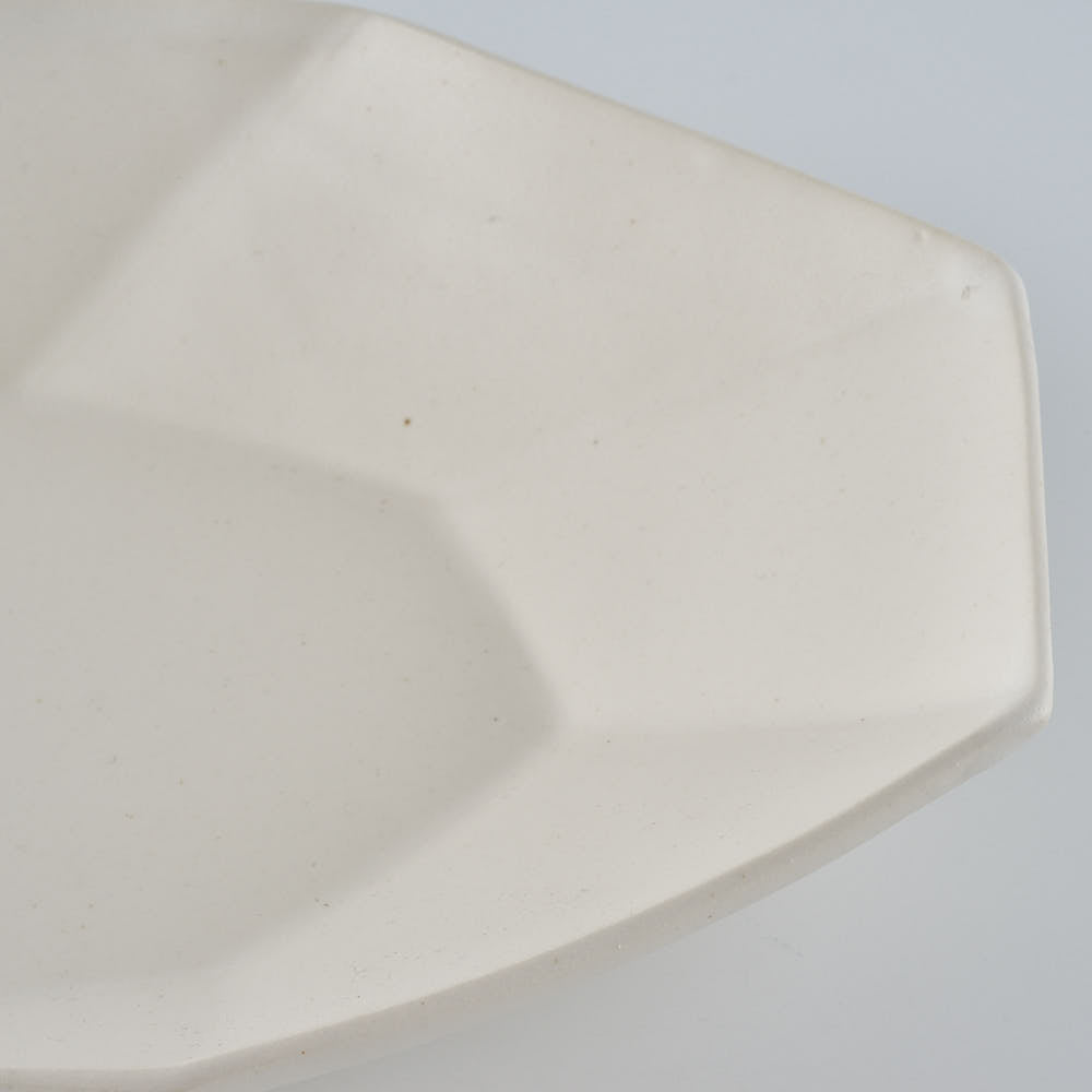 暮縞　八角シリーズ　八角スパイラルオーバル皿　白