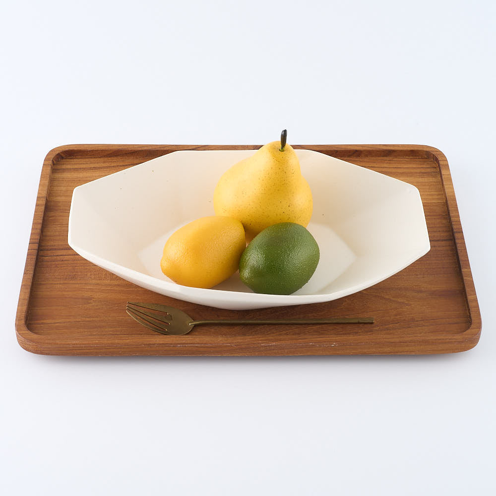 暮縞　八角シリーズ　八角スパイラルオーバル皿　白