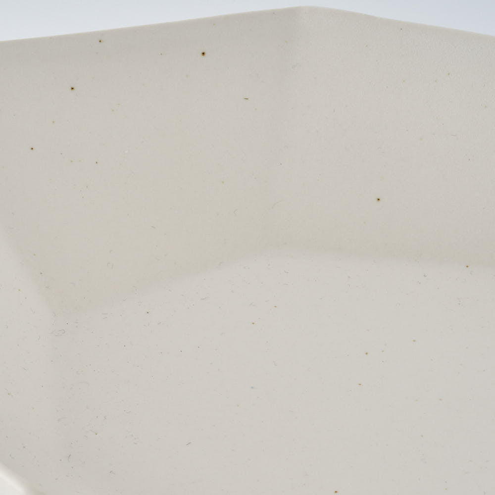 暮縞　八角シリーズ　八角スパイラルオーバル皿　白