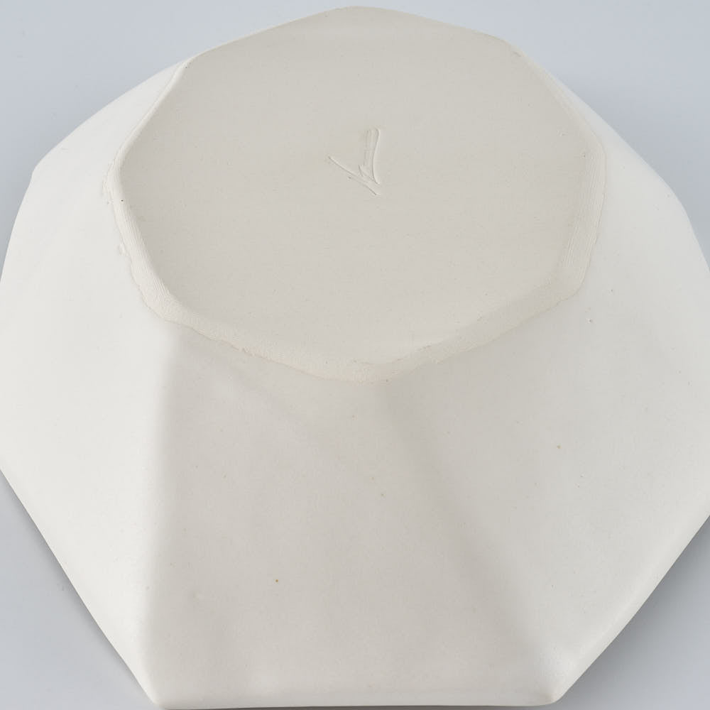 暮縞　八角シリーズ　八角スパイラルオーバル皿　白