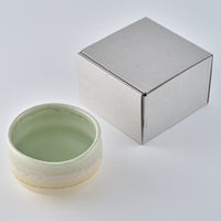 美濃焼　伸光窯　パステルジュレ 抹茶碗　グリーン×クリーム