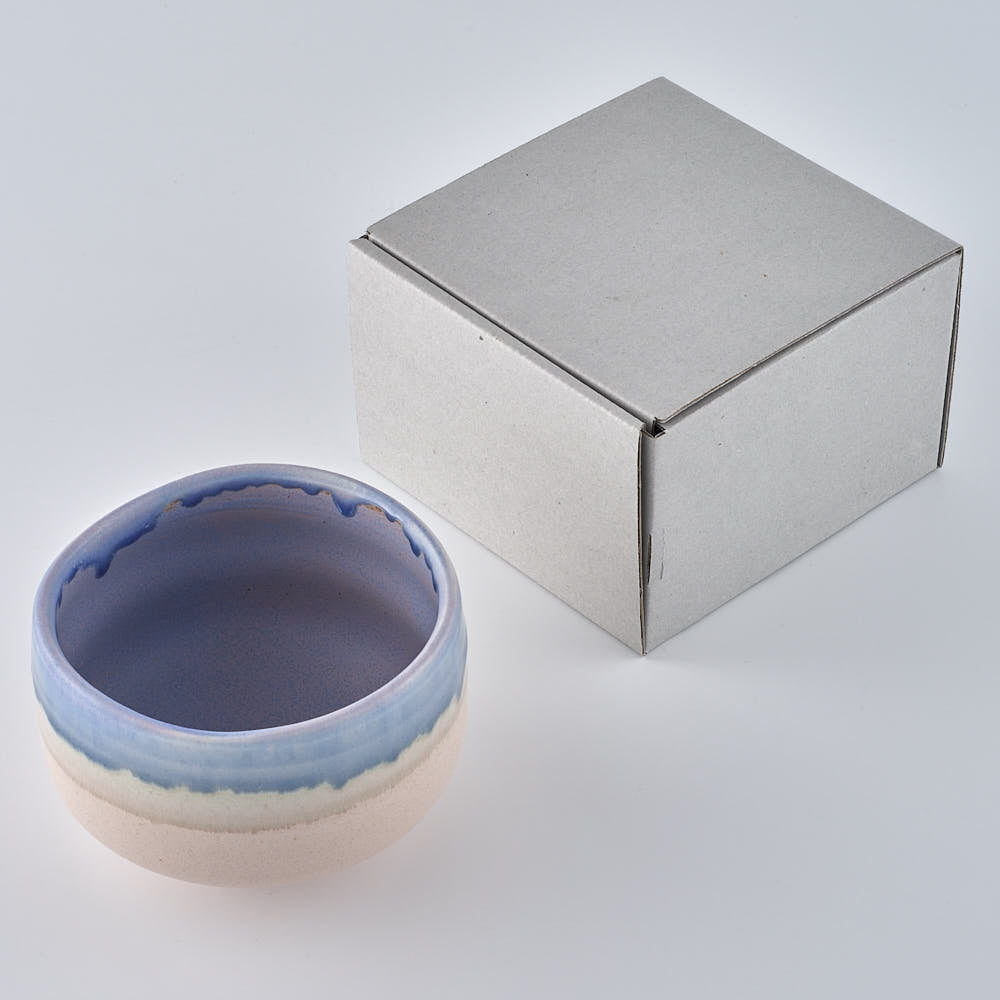 美濃焼　伸光窯　パステルジュレ 抹茶碗　パープル×ピンク