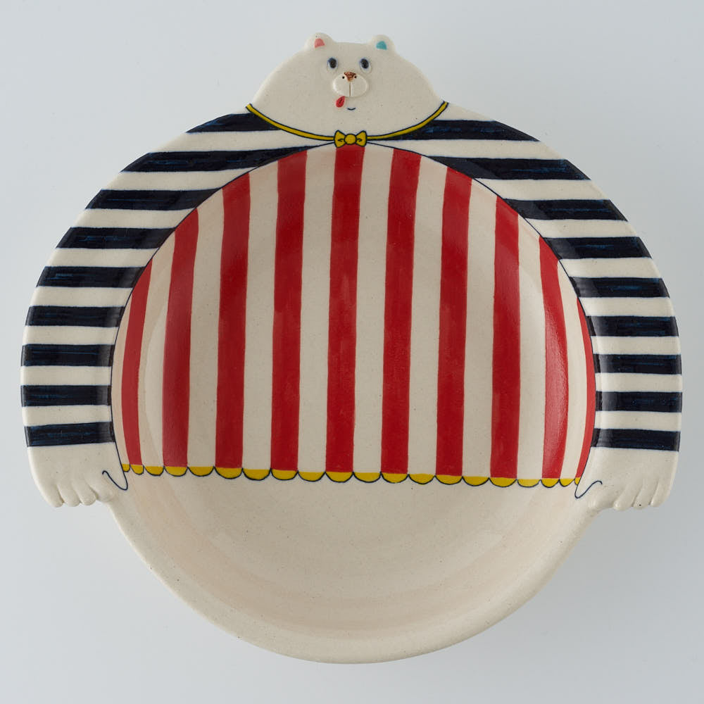 作家　島田文　クマ皿　ストライプ　C