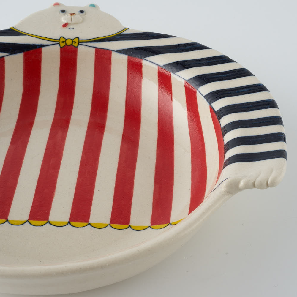 作家　島田文　クマ皿　ストライプ　C