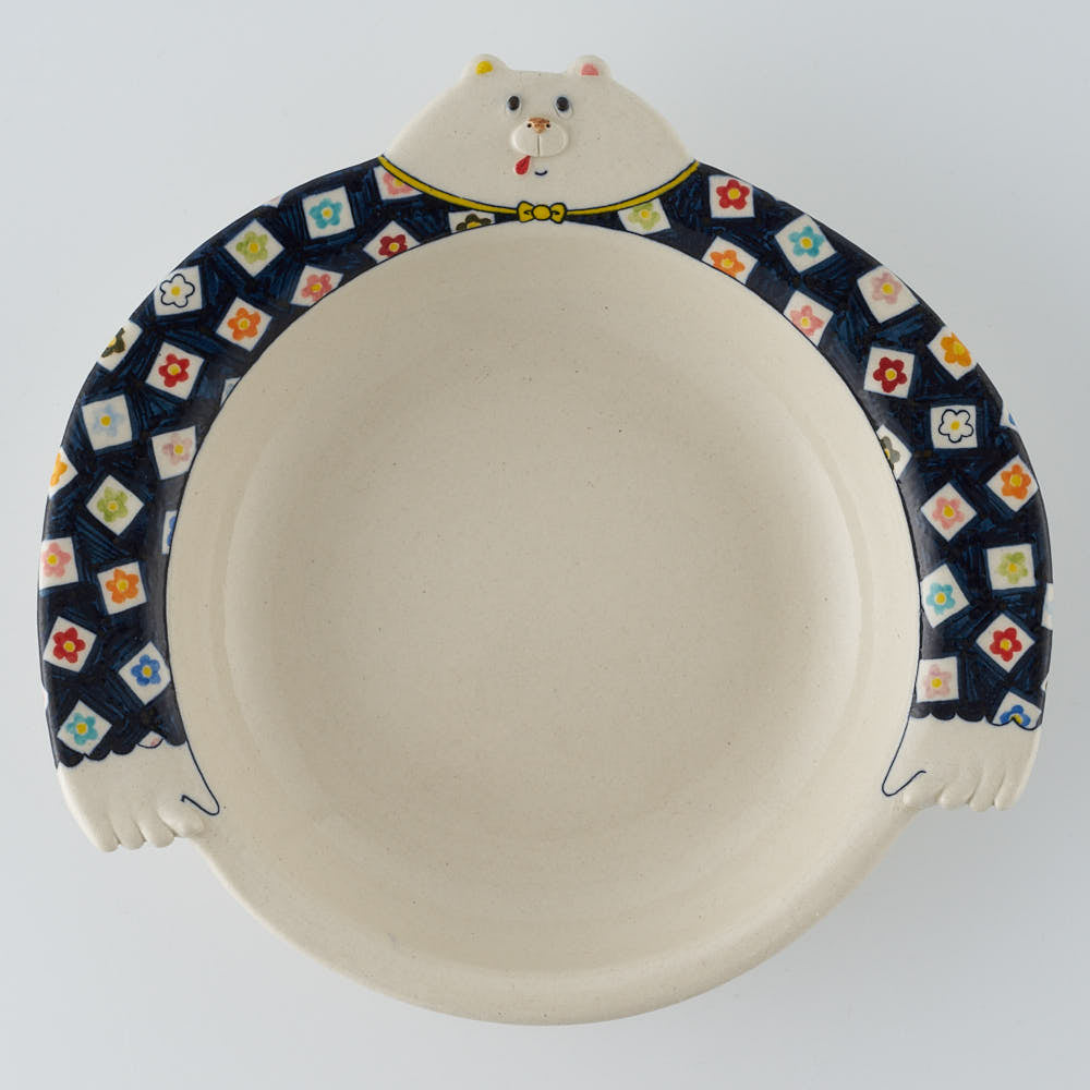 作家　島田文　クマ皿　花柄　C