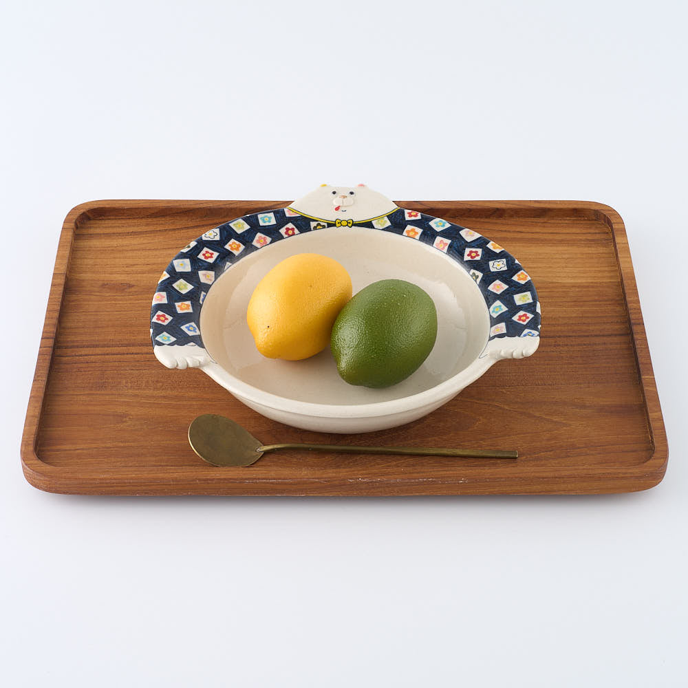 作家　島田文　クマ皿　花柄　C