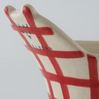 作家　島田文　チェックマどんぶり　赤