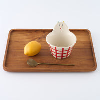 作家　島田文　チェックマどんぶり　赤