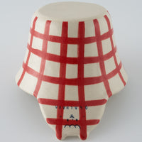 作家　島田文　チェックマどんぶり　赤