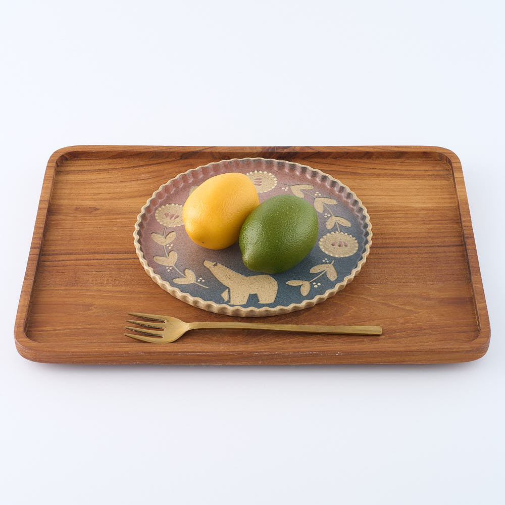 作家　田中遼馬　なみなみプレート195mm/シロクマリース/グラデーション 苔色工房 陶磁器作家もの