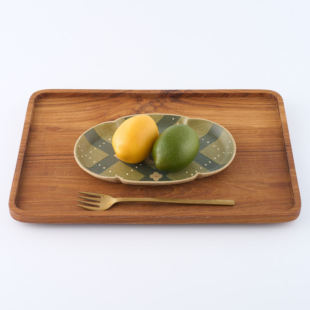 作家　田中遼馬　長よつは皿/チェックペンギン/重ねグリーン 苔色工房 陶磁器作家もの