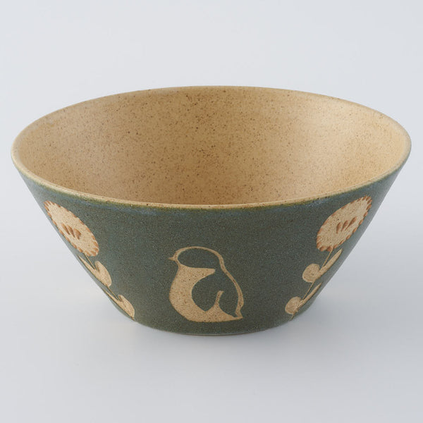 作家 田中遼馬 深めボウル160mm/花ペンギン/フォレストグリーン ¥5,500