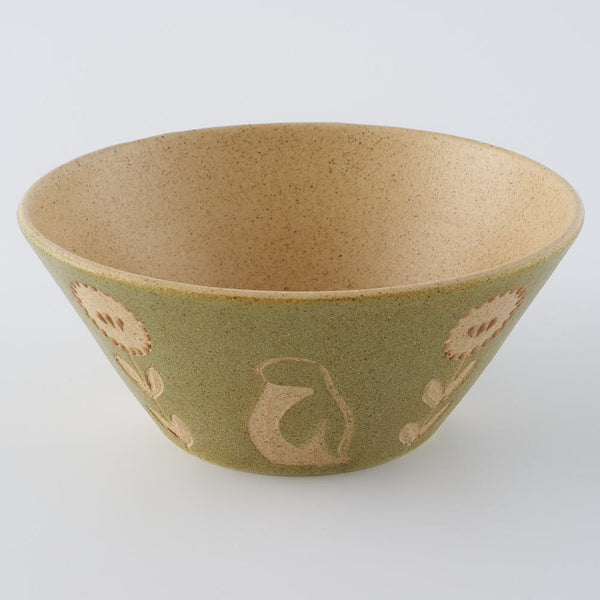 作家 田中遼馬 深めボウル160mm/花ペンギン/セージグリーン ¥5,500