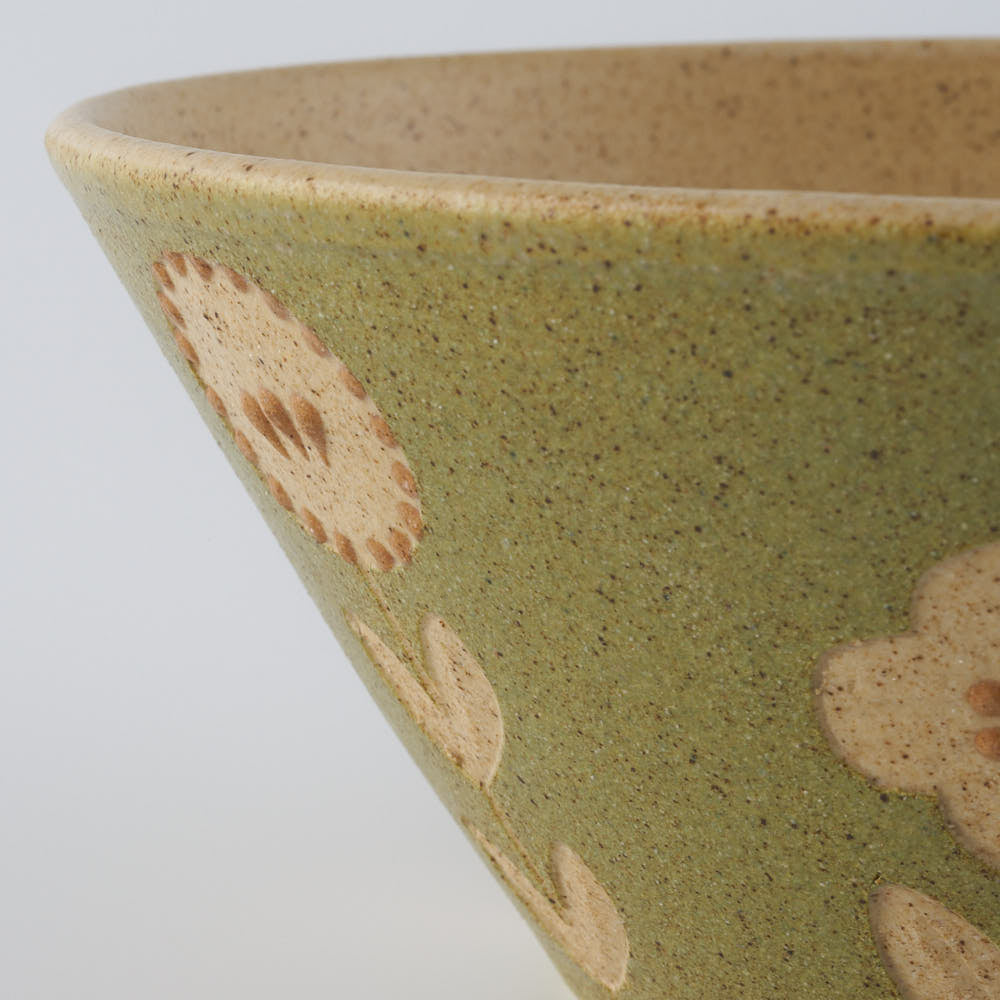 作家 田中遼馬 深めボウル160mm/花ペンギン/セージグリーン ¥5,500
