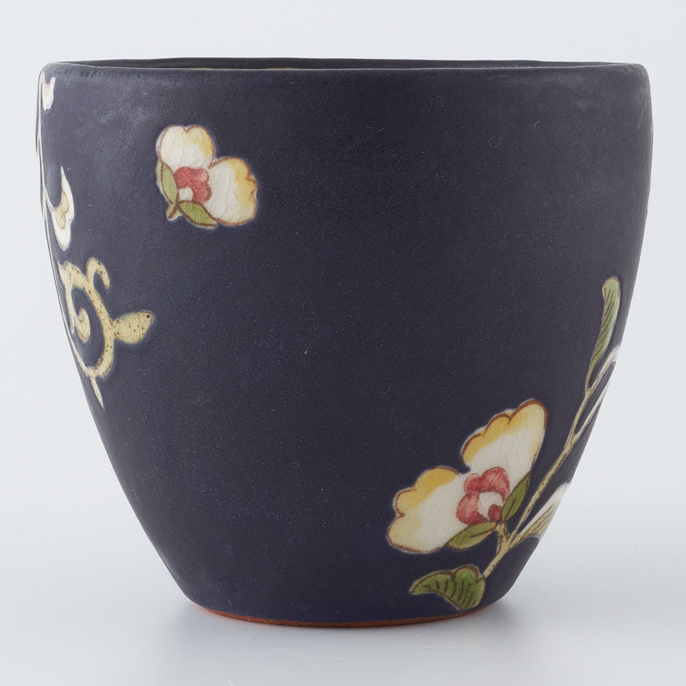 うつつ窯　作家　稲積佳谷　夢窓華　マグカップ　濃紺 うつつ窯　作家　稲積佳谷 陶磁器作家もの