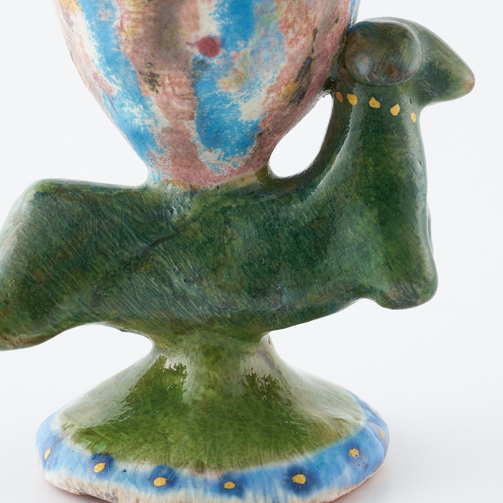 作家　武田朋己　ゴブレット　犬（うつつ窯 稲積氏とコラボ作品）