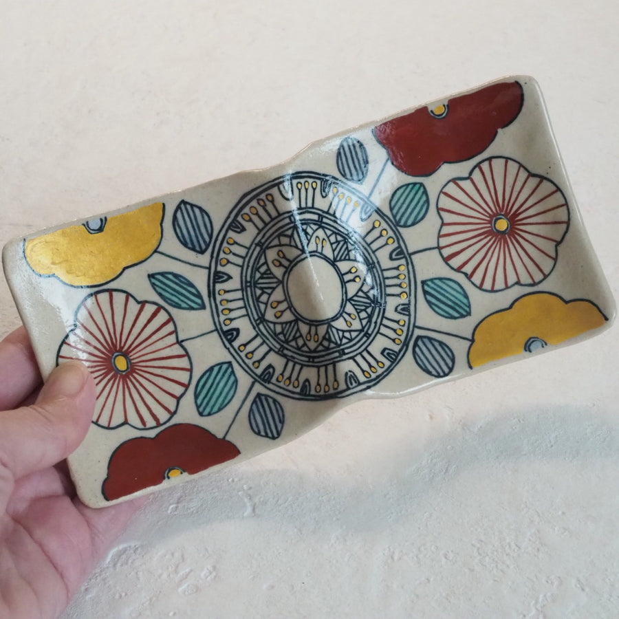 作家　加藤喜道　二彩皿　小　A