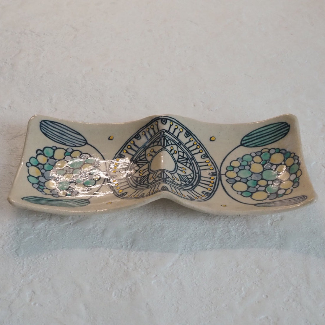 作家　加藤喜道　二彩皿　小　B