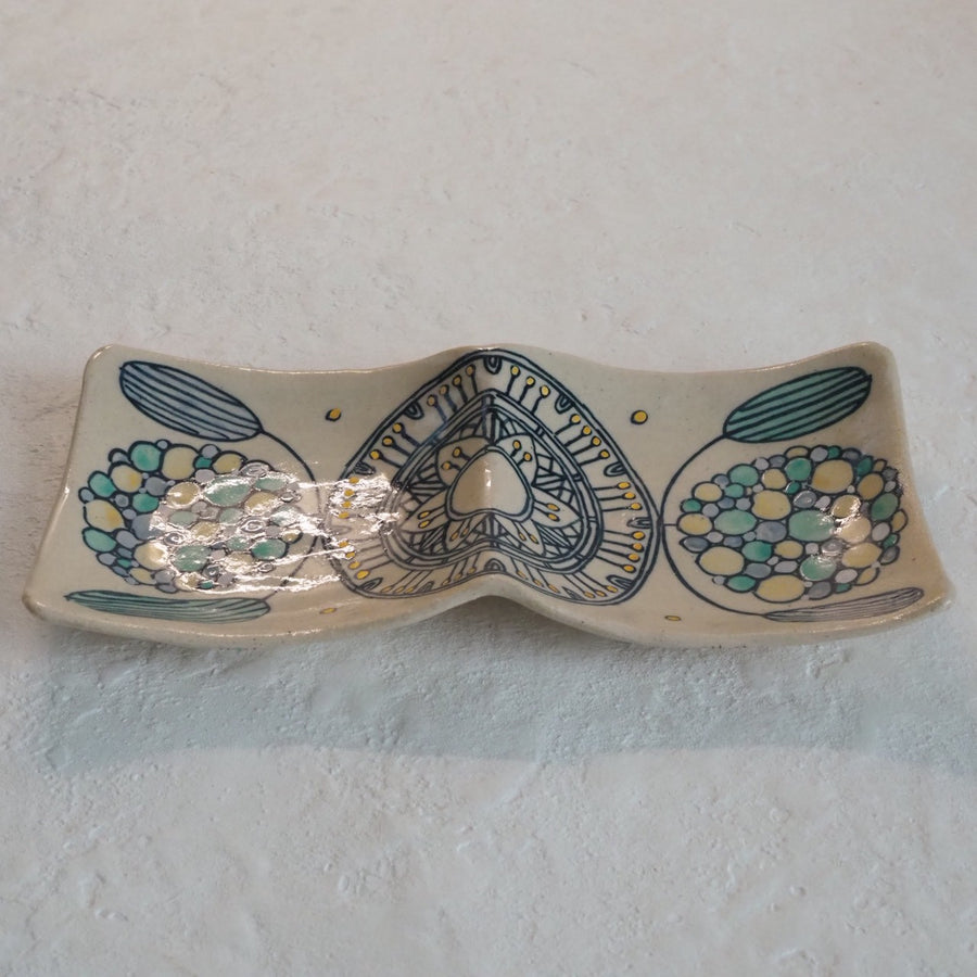 作家　加藤喜道　二彩皿　小　B