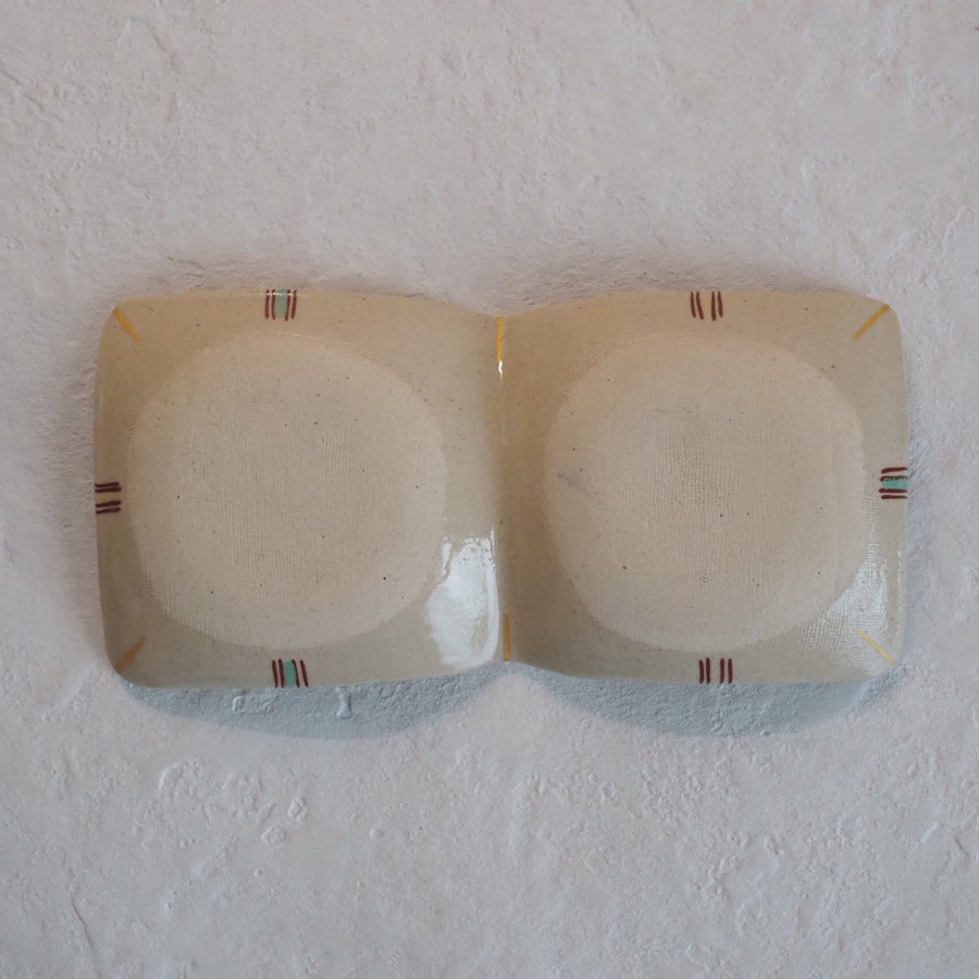 作家　加藤喜道　二彩皿　小　B