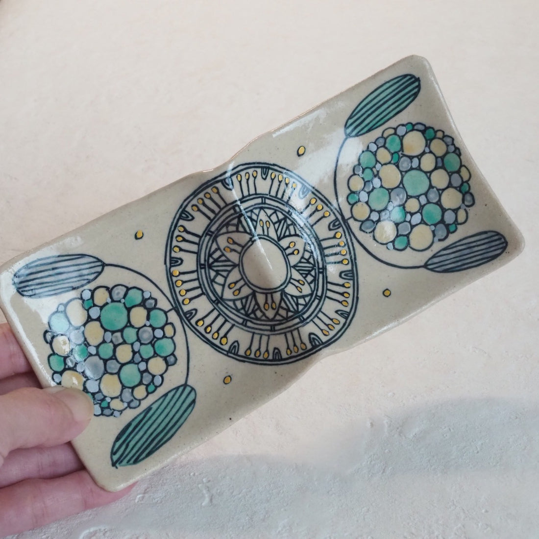 作家　加藤喜道　二彩皿　小　B