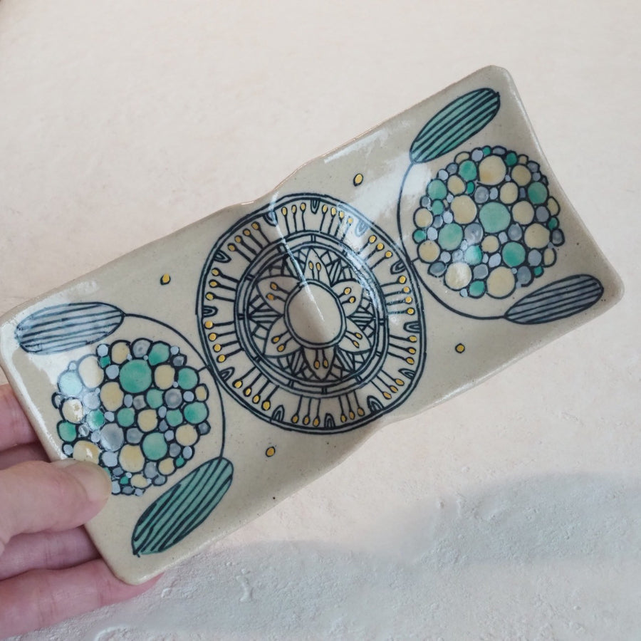 作家　加藤喜道　二彩皿　小　B