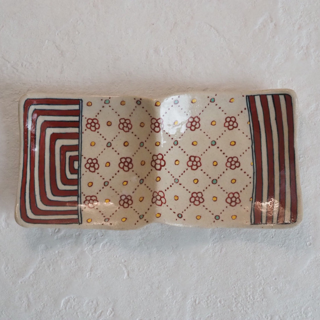 作家　加藤喜道　二彩皿　小　C