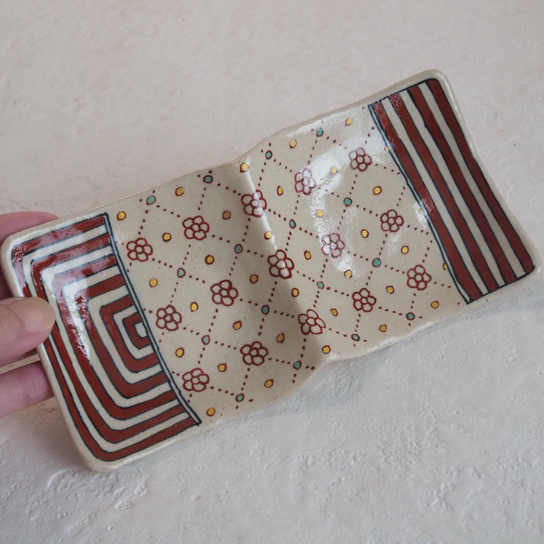 作家　加藤喜道　二彩皿　小　C