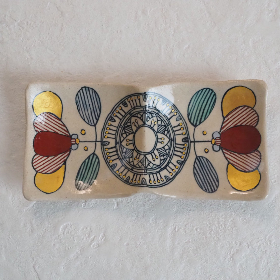 作家　加藤喜道　二彩皿　小　E