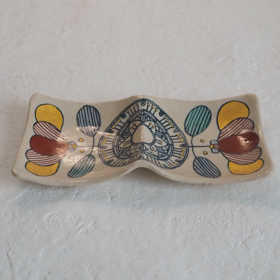 作家　加藤喜道　二彩皿　小　E