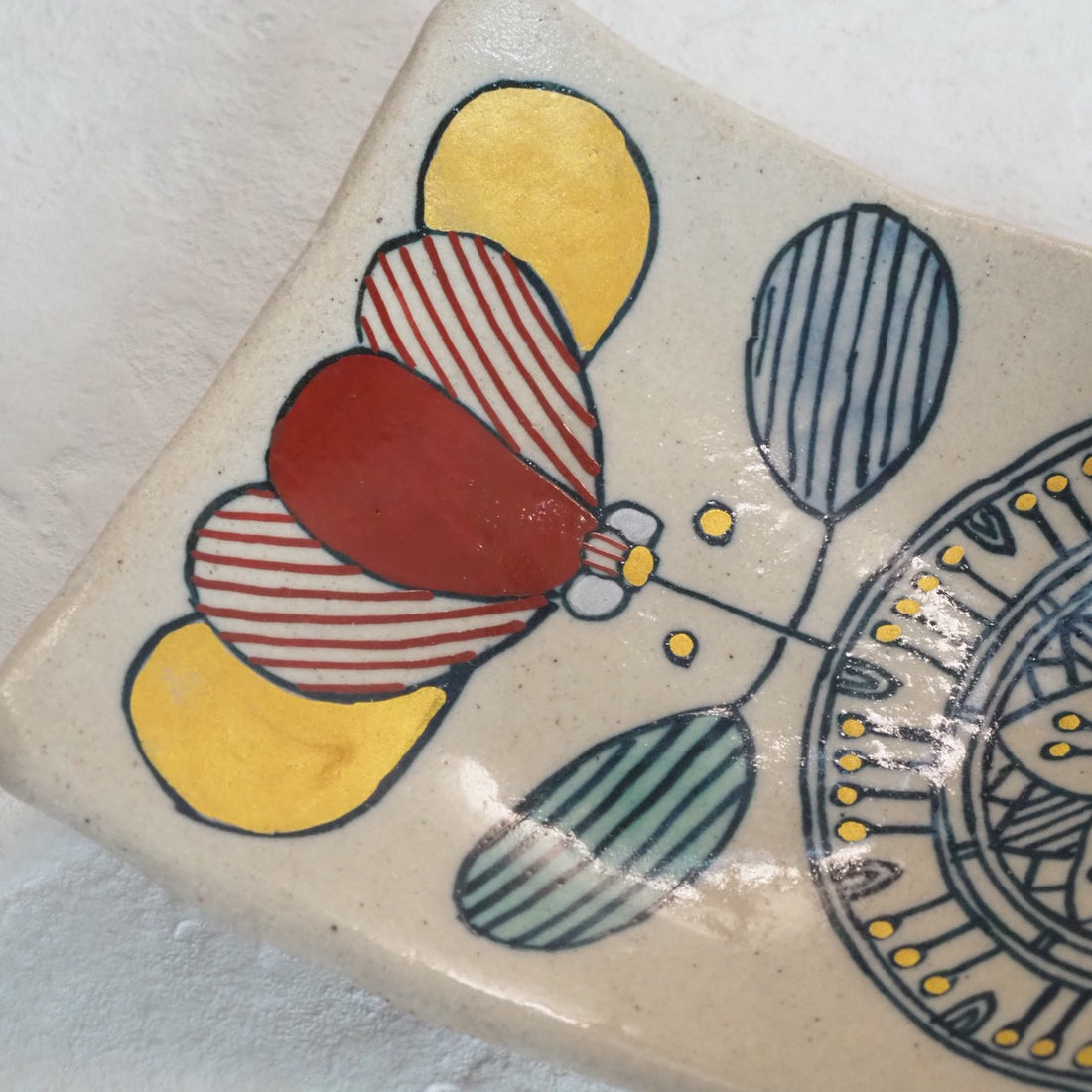 作家　加藤喜道　二彩皿　小　E