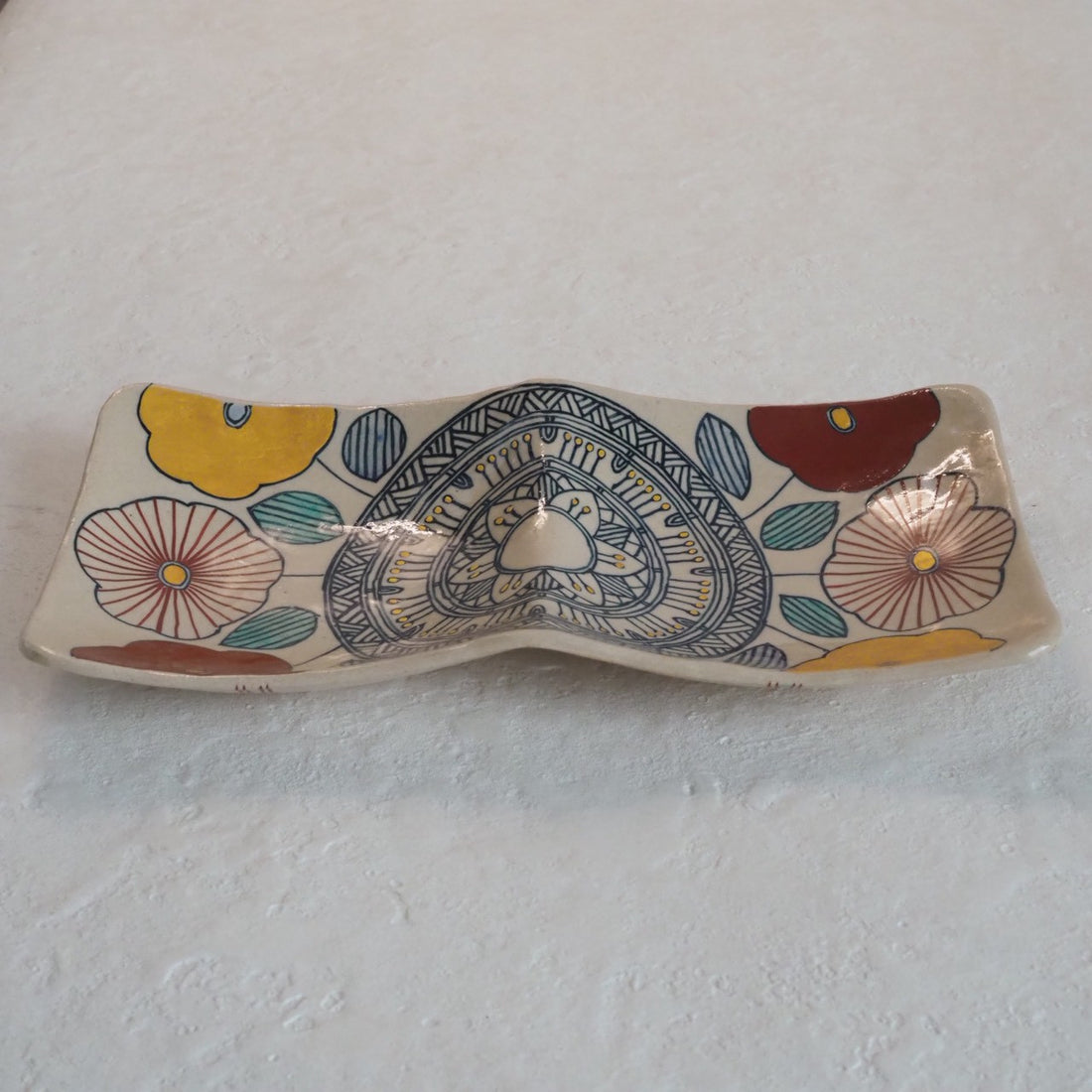 作家　加藤喜道　二彩皿　大　H