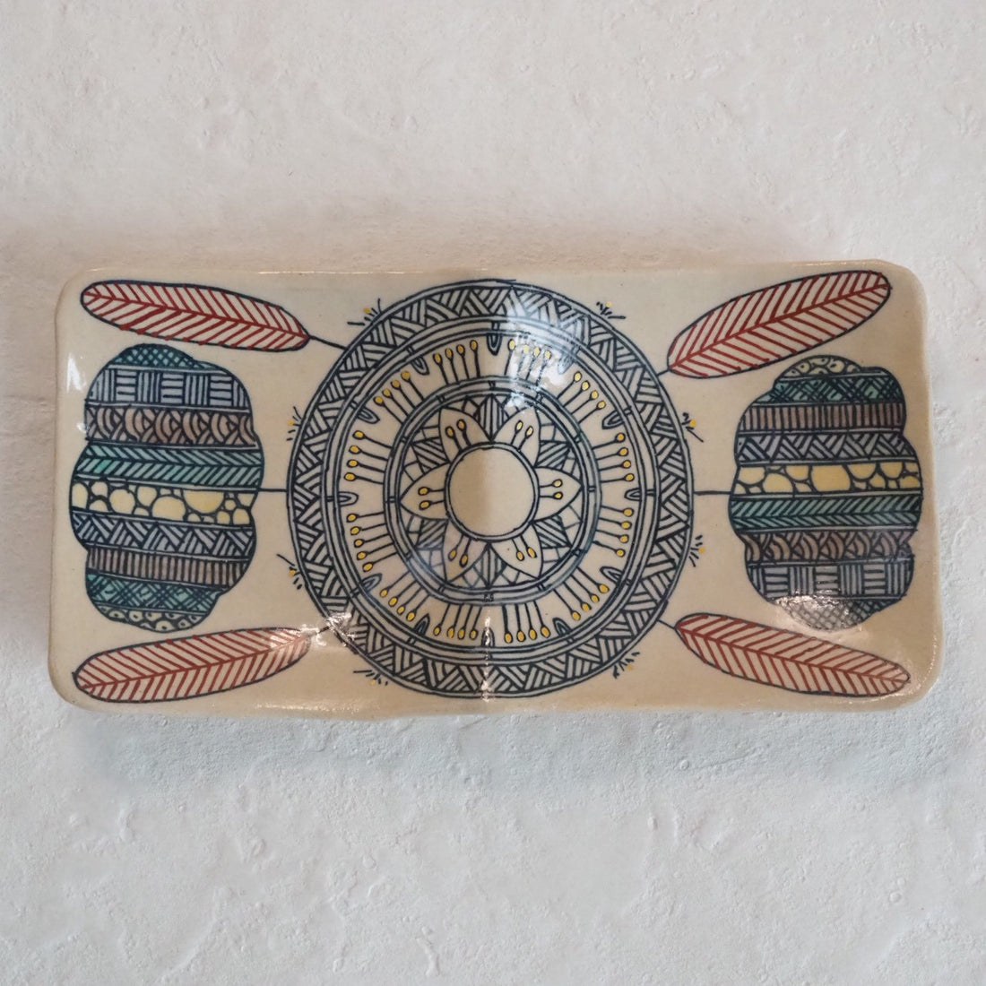 作家　加藤喜道　二彩皿　大　J