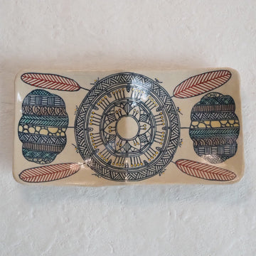 作家　加藤喜道　二彩皿　大　J