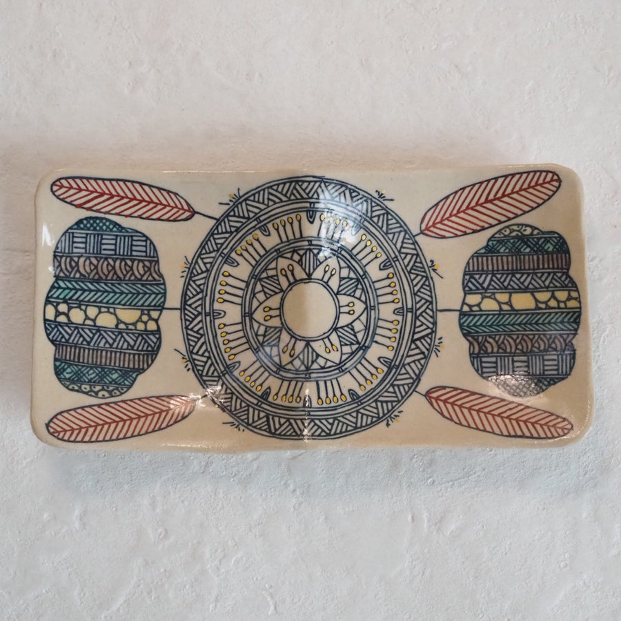 作家　加藤喜道　二彩皿　大　J