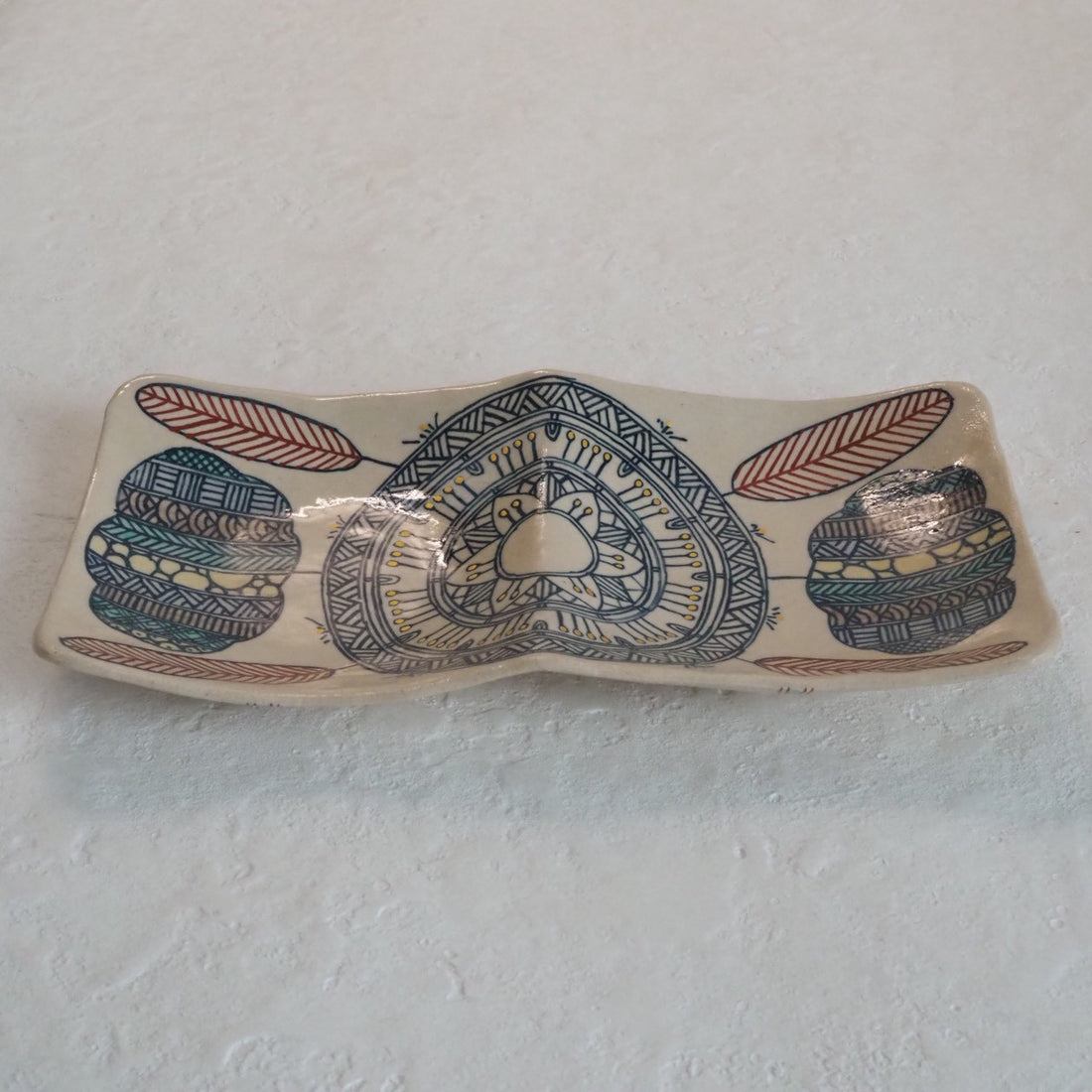 作家　加藤喜道　二彩皿　大　J