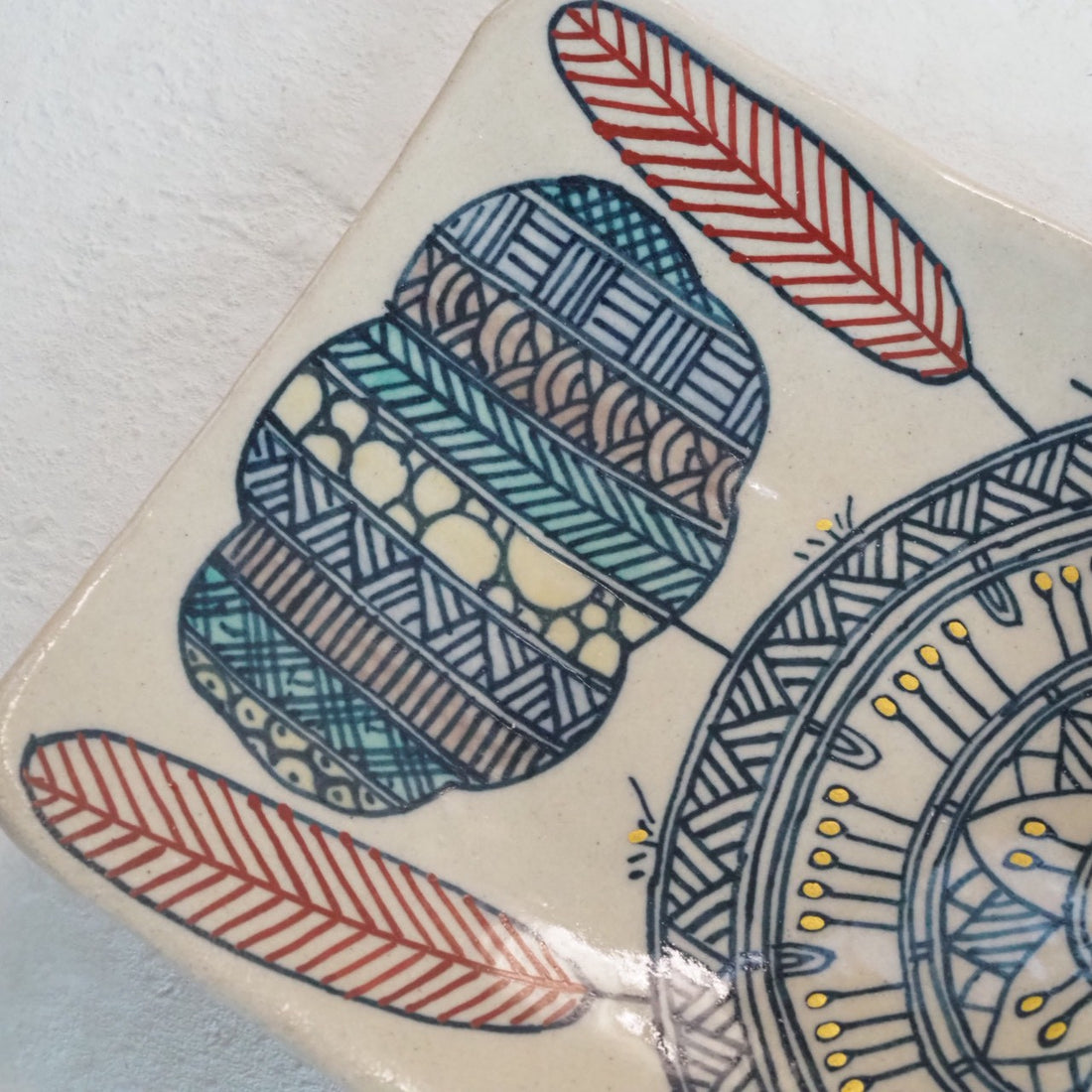 作家　加藤喜道　二彩皿　大　J