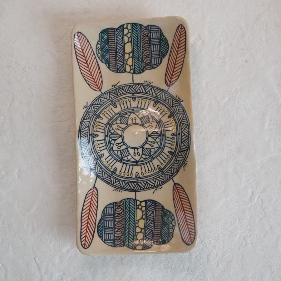 作家　加藤喜道　二彩皿　大　J