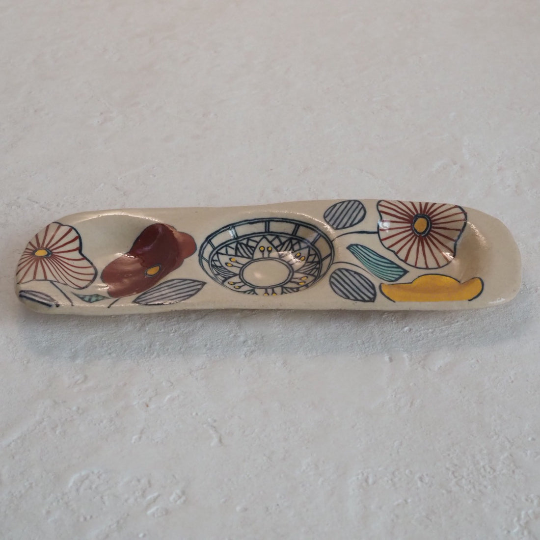 作家　加藤喜道　三彩皿　小　A