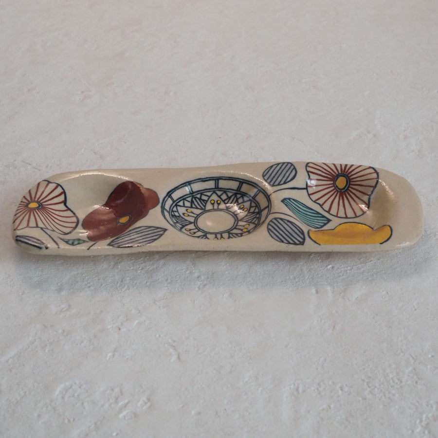 作家　加藤喜道　三彩皿　小　A