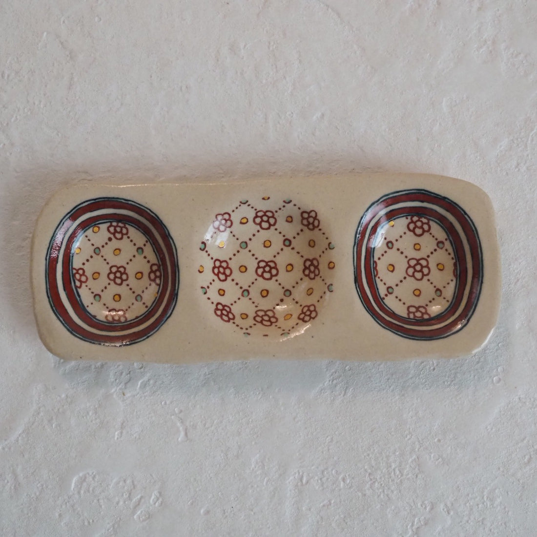 作家　加藤喜道　三彩皿　小　B