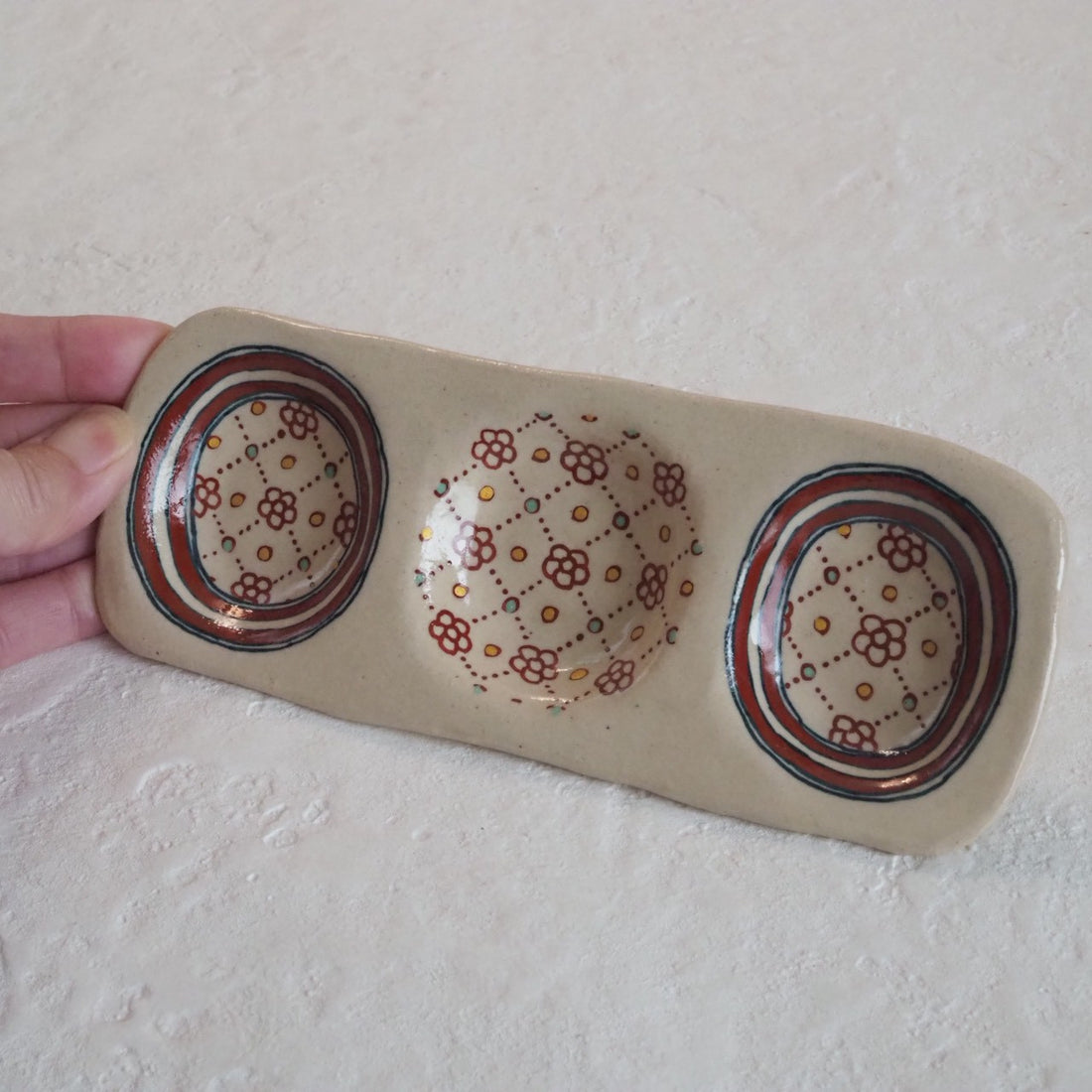 作家　加藤喜道　三彩皿　小　B