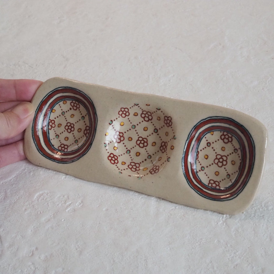 作家　加藤喜道　三彩皿　小　B