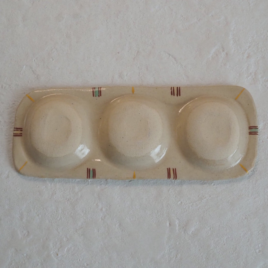 作家　加藤喜道　三彩皿　小　C