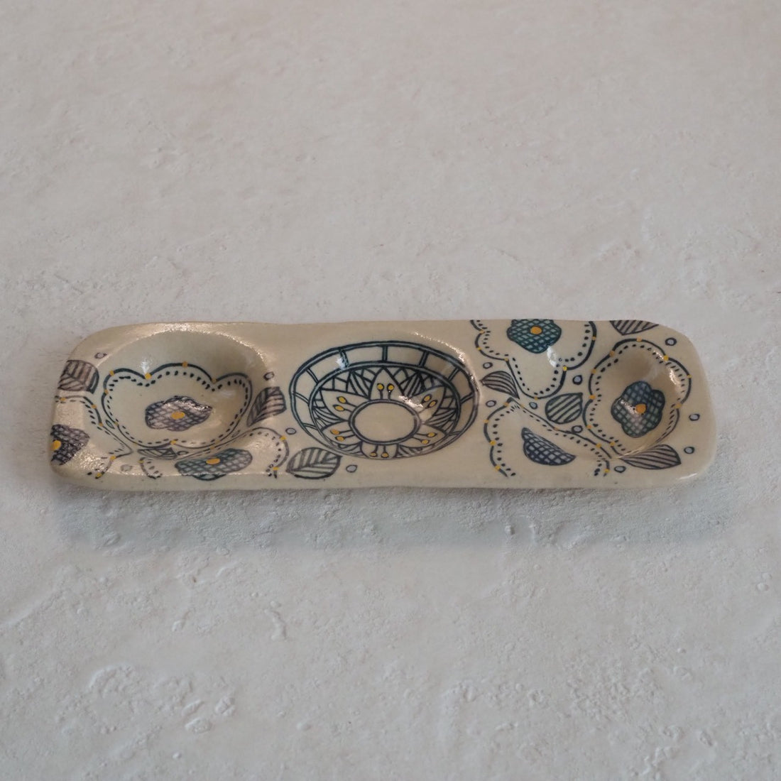 作家　加藤喜道　三彩皿　小　D