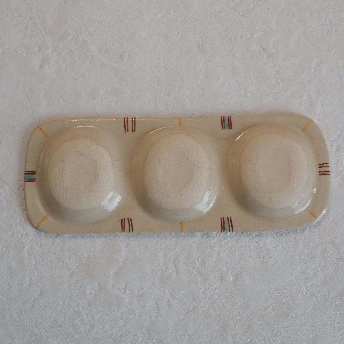 作家　加藤喜道　三彩皿　小　D